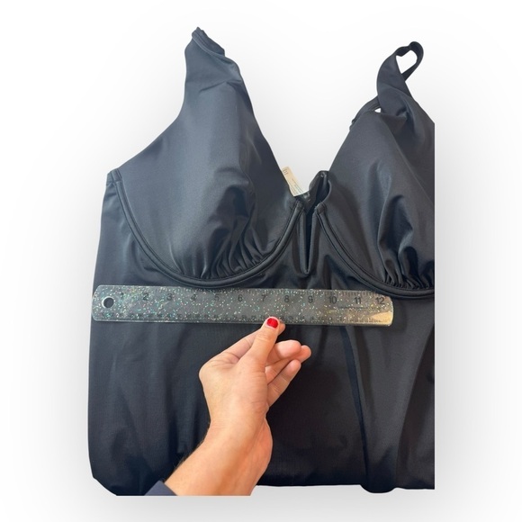 Cacique Swim Lightly Lined Plunge Tankini Top 40F - Picture 6 of 10